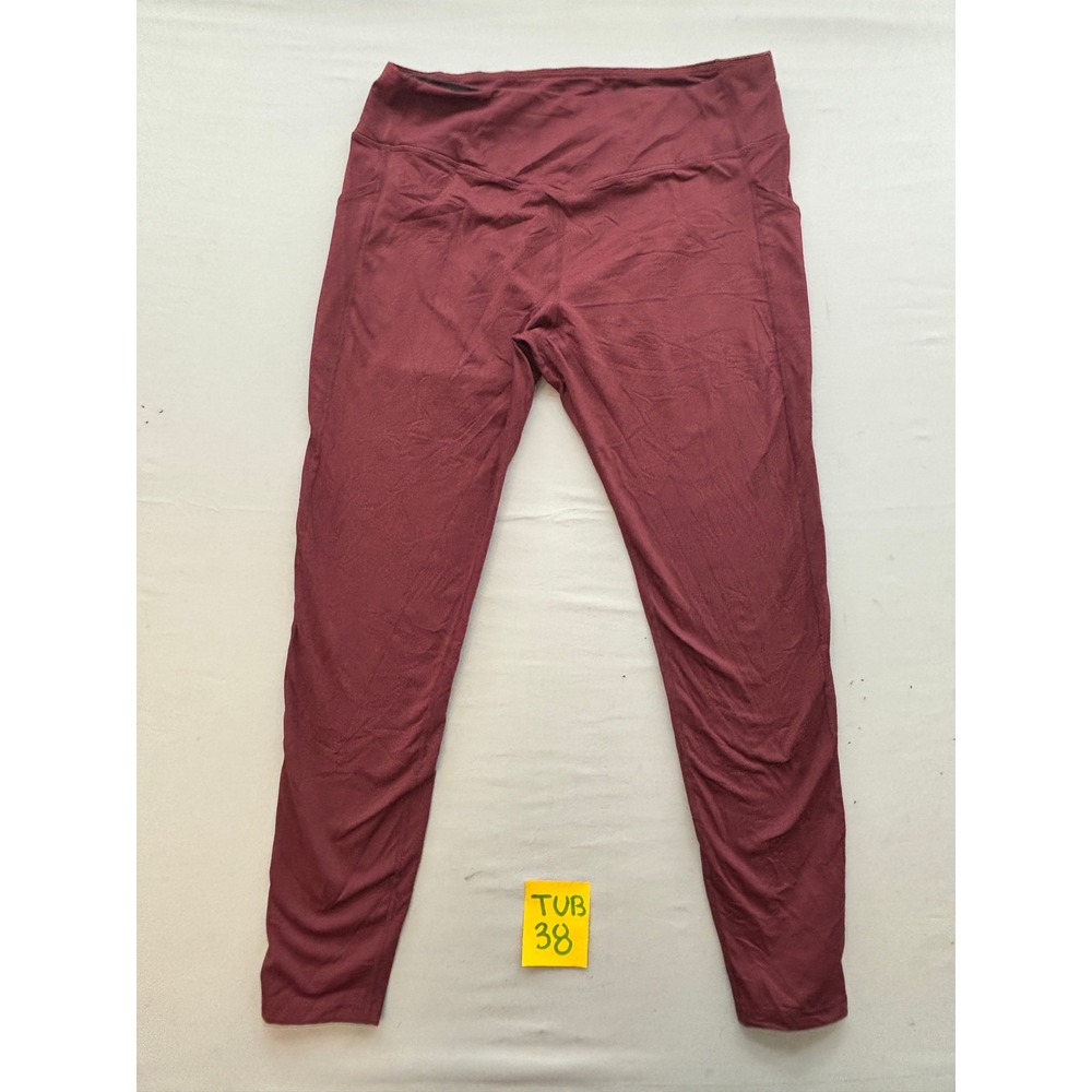 Baleaf Womens 2XL Burgundy High Waisted Athletic Leggings with Pockets Wine Red